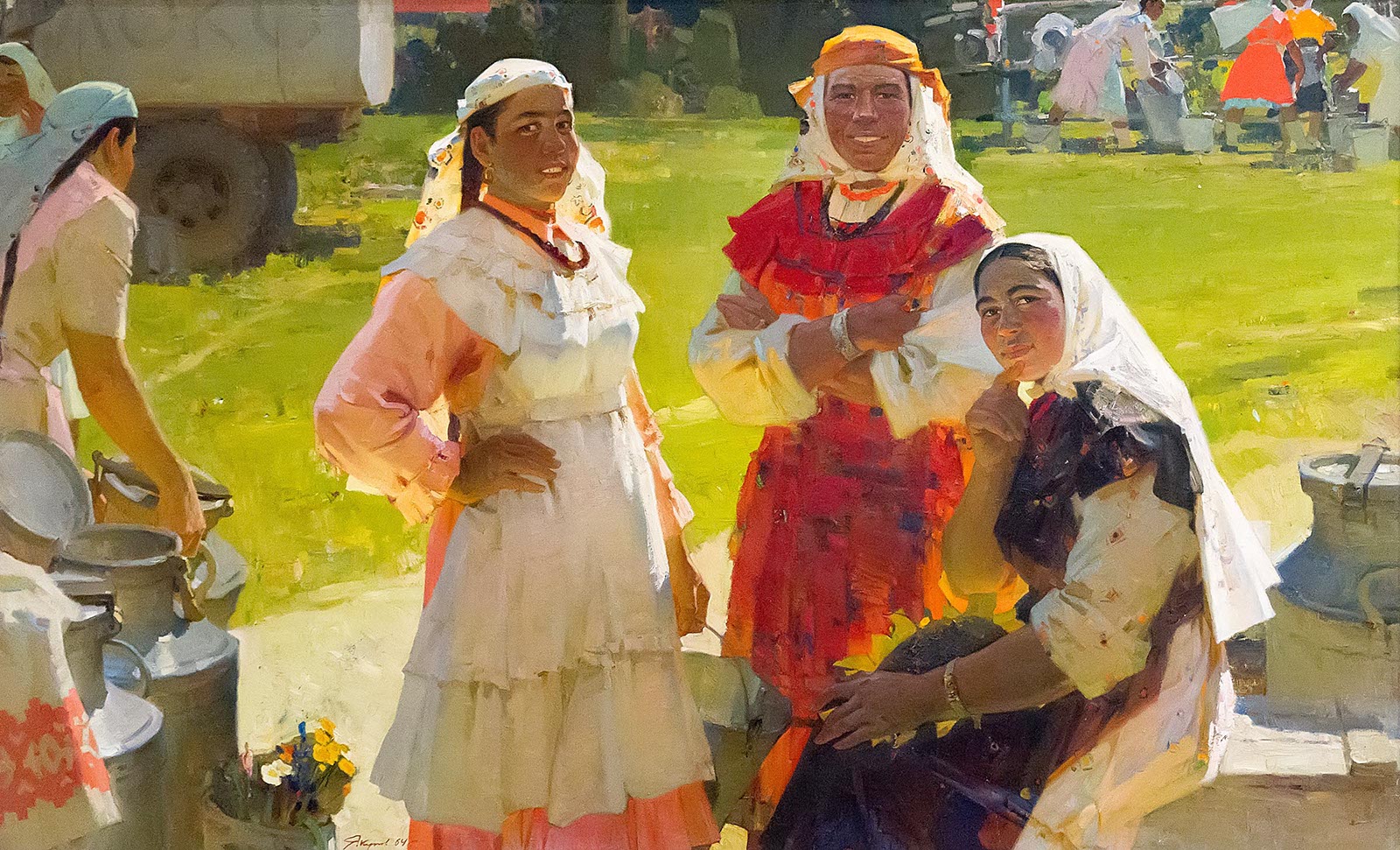 Харис Якуповның “Көчле кешеләр” картинасы 1964 елда язылган.